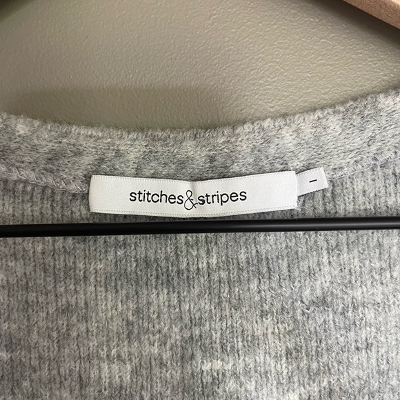 Stitches & Stripes Elaine Open Cardigan Size Large Grey Cream Pink Long Sweater‎ - Picture 6 of 16